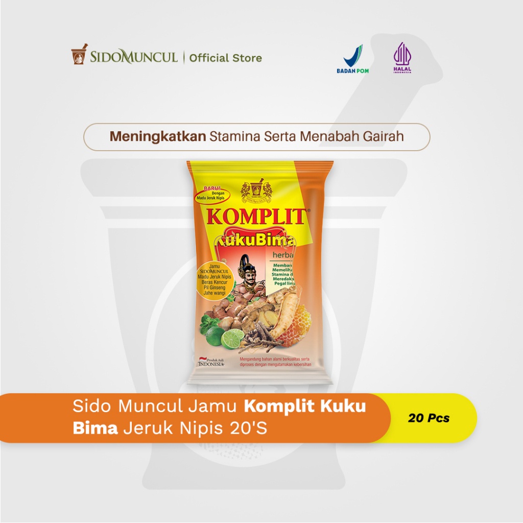 

Sido Muncul Jamu Komplit Kuku Bima Jeruk Nipis 20's - Stamina Pria