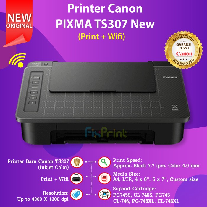 Printer Canon Ts307 Ts 307 Print Scan Copy Wifi Cartridge 745S 746S Ready