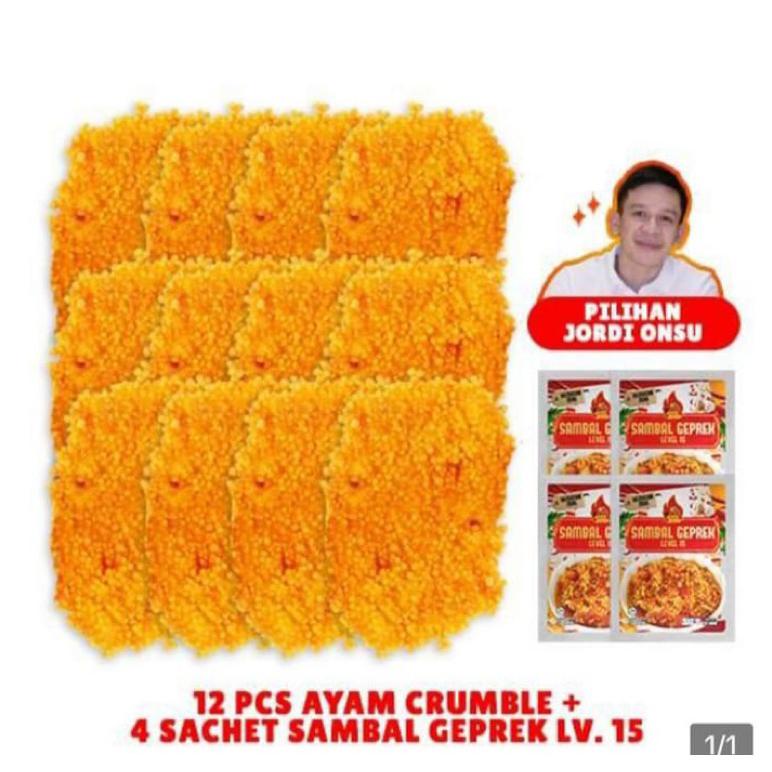 

TERMURAH (JORDI' PICKS) GEPREK BENSU 12 PCS AYAM CRUMBLE FREE 4 SACHET SAMBAL LV 15 20GR BISACOD