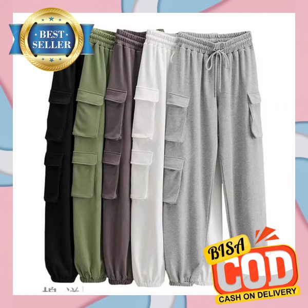Premium Highwaist Murah Terlaris Clana Saku Cargo Jargo Ksrgo Pants Wanita Jogger Pants Wanita Jumbo