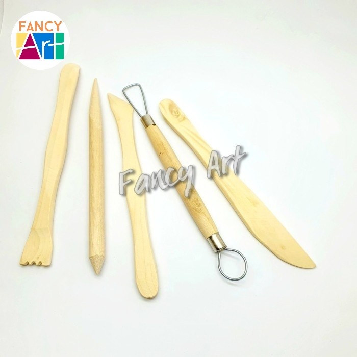 

Wooden Clay Sculpting Modelling Tools Set 5 Alat Ukir Cukil