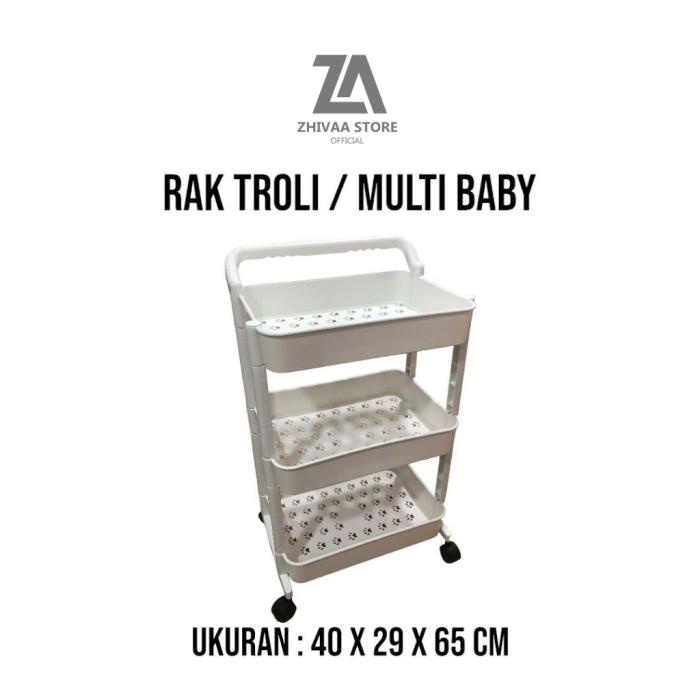 Rak Troli Roda 3 Susun Rak Kamar Tidur Rak Dorong Trolley Baju Bayi Berkualitas