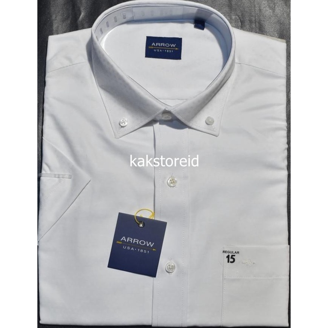 New Sale Kemeja Pria Formal Lengan Pendek Arrow Putih Motif Reguler Arr 249 Ori Terbaik