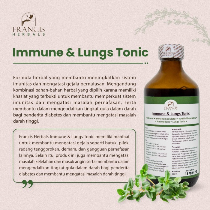 

Francis Herbals Immune & Lungs Tonic 300Ml - Herbal Imun