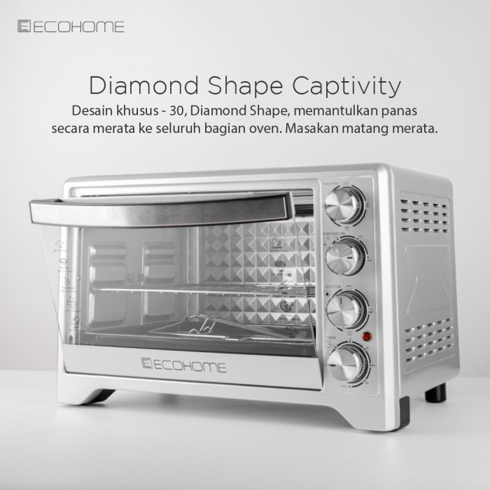 Ecohome Electric Oven Low Watt Platinum Eop-888 Oven Listrik