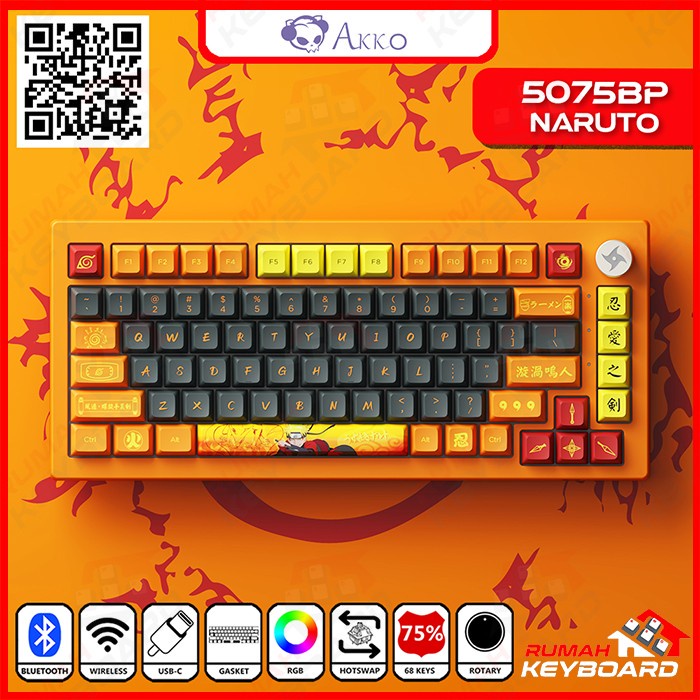 MECHANICAL KEYBOARD - AKKO 5075B PLUS - 3 MODE - 75% - NARUTO UZUMAKI