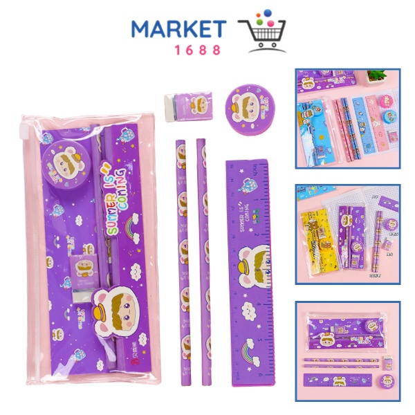

Market1688 Alat Tulis Set Mini Anak Sekolah Penghapus Penggaris Pensil Serutan Stationary Set Alat Tulis 5 In 1 Karakter Lucu Warna-Warni Astronot Stationary