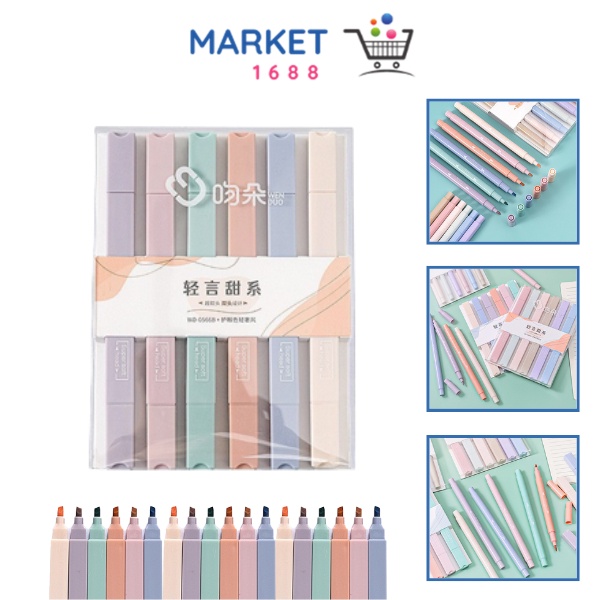 

Market1688 Highlighter Dua Sisi Warna pastel 6 Pcs Pastel Pen Diary Marker Stationery Lucu Unik Penanda Buku Warna Warni Pena Kepala Ganda Ujung Lembut