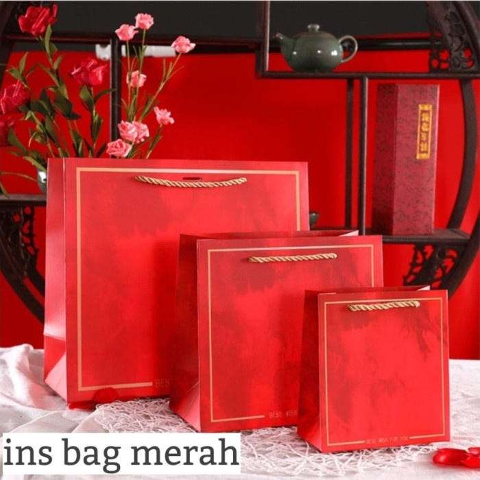 

------] DY INS PAPER BAG KOREA MERAH SHOPPING BAG /TAS HADIAH PB-INS 3 MERAH