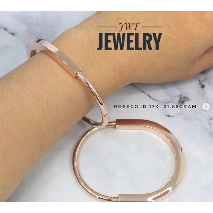 Gelang - Gelang Tangan Kaku Emas Fashion Lock Borgol Pria Wanita Unisex Keren