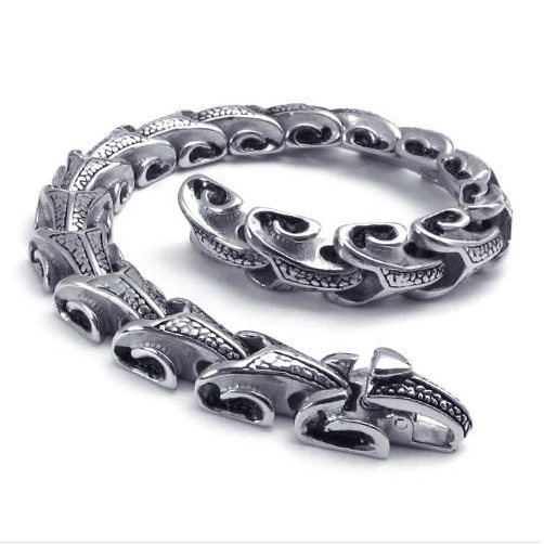 Gelang - Gelang Pria Dragon Scales Titanium 316L Stainless Steel