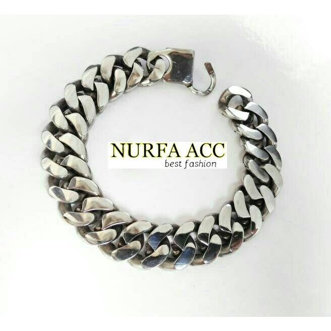 Gelang - Gelang Rantai Besar Stainless Steel SilverGelang Pria Cowok Macho