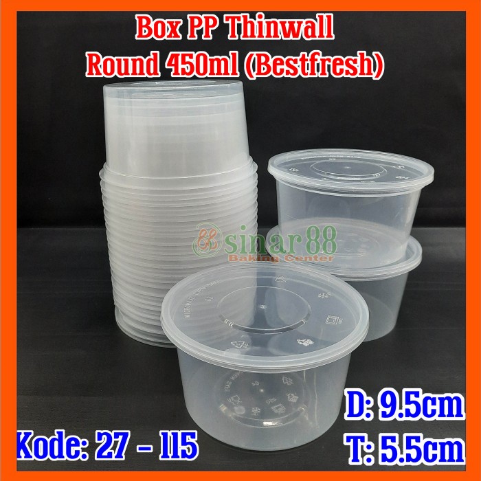 

:>:>:>:>] Box PP Bestfresh Round Thinwall 450ml 1 slop isi 25