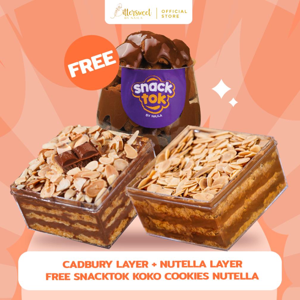 

Ready Bittersweet by Najla - Bundling Choco Milk Layer & Nutella Layer Free Snacktok Koko Crunch Cookies Nutella