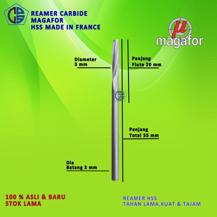 Reamer 3x55mm Magafor HSS Reamer 3 x 55mm Reamer HSS