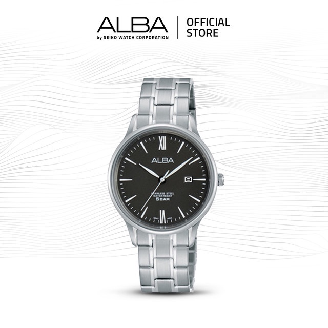 Alba Jam Tangan Wanita AH7N87 / AH7N87X1 Quartz Black Dial Stainless Steel Strap Watch