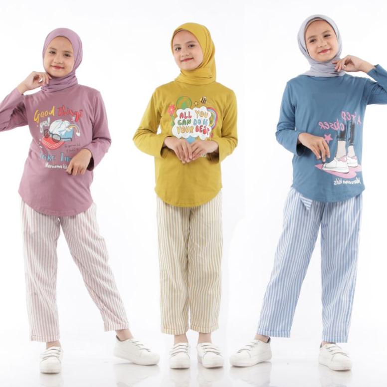 Setelan Anak Perempuan Tanggung Setcel Kaos Terbaru Kekinian Usia 5 Sampai 14 Tahun