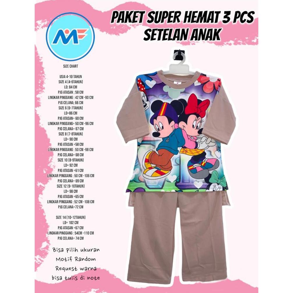 Paket Grosir Setelan Anak Perempuan Usia 4-12 Tahun Bahan Voxy Premium