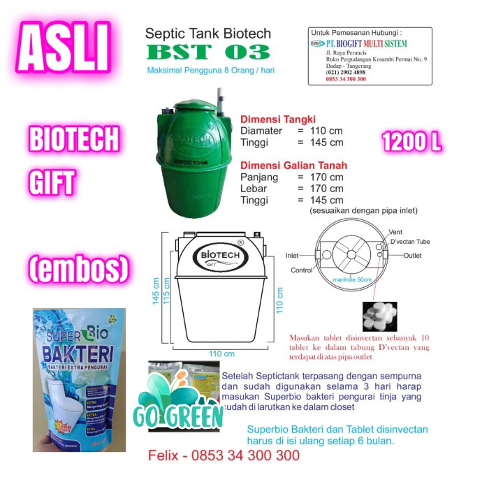 Terbaru Septic Tank 1200 Liter, Bio Septic Tank 1200 Liter, Biotech Septictank Promo Terlaris