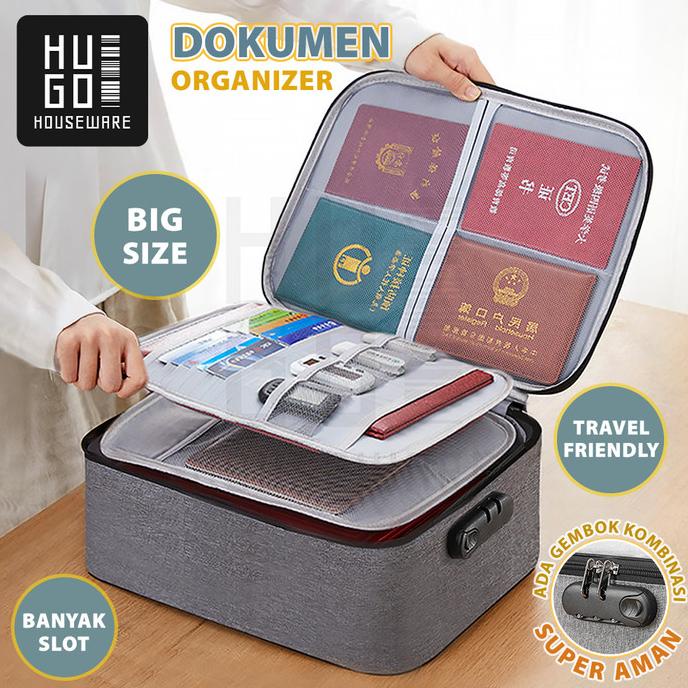 

HUGO Tas Dokumen Tempat Penyimpanan File Travel Bag dengan Digit Lock