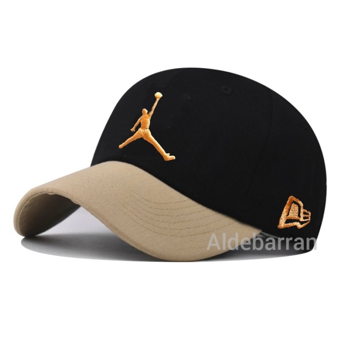 topi pria Topi Baseball Pria Distro Bahan Raffel tebal Logo bordir bisa cod - Hitam Ld Krem(A4D8) to