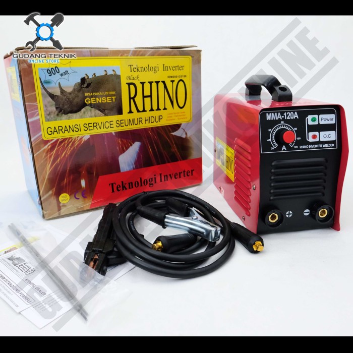 Mesin Las Listrik Rhino 120A / Trafo Las Inverter 900Watt Rhino Merah