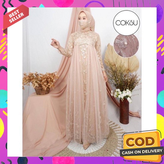 Gsmis Khimar Gamid Kerudung Syar'I Bsju Games Kekinian Dress Wamita Pesta 1 Set Gamis Satu Set Gamus