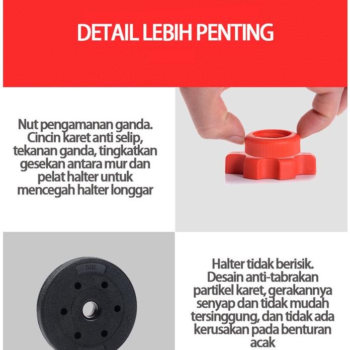 Living 6 In 1 Set Dumbbell Yang Dapat Disesuaikan 20Kg Dumbell / Barbel/ Kettlebell / Dumbel / Paket