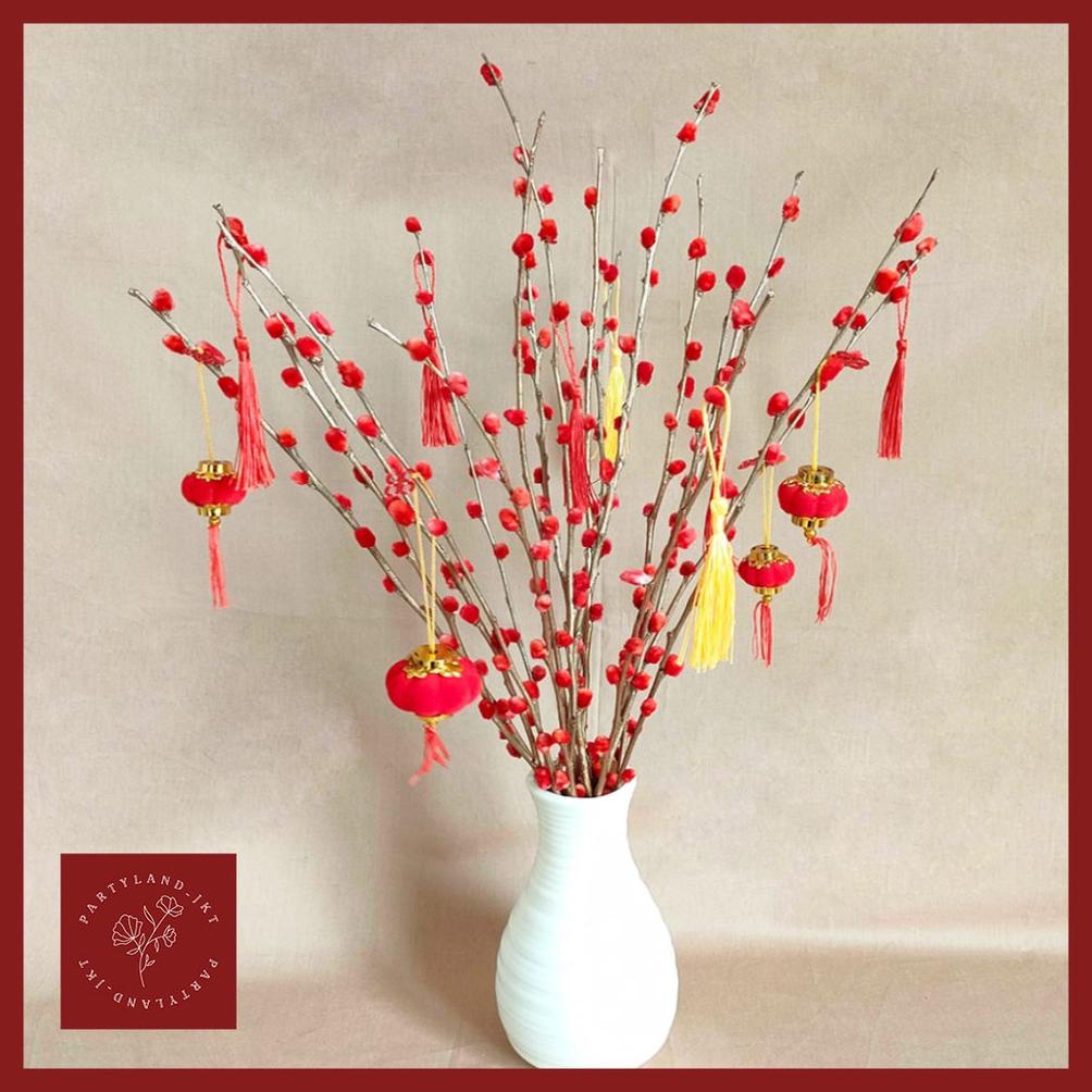 (9pcs) Gold Pussy Willow 2023 Bunga Imlek Dekorasi Chinese New Year Decoration CNY Bunga Kering Bung