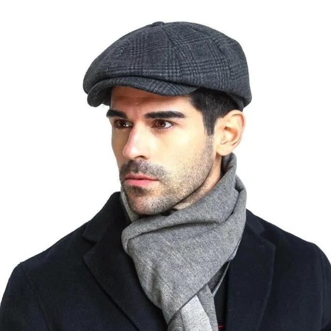 topi baret woll pria musim dingin import