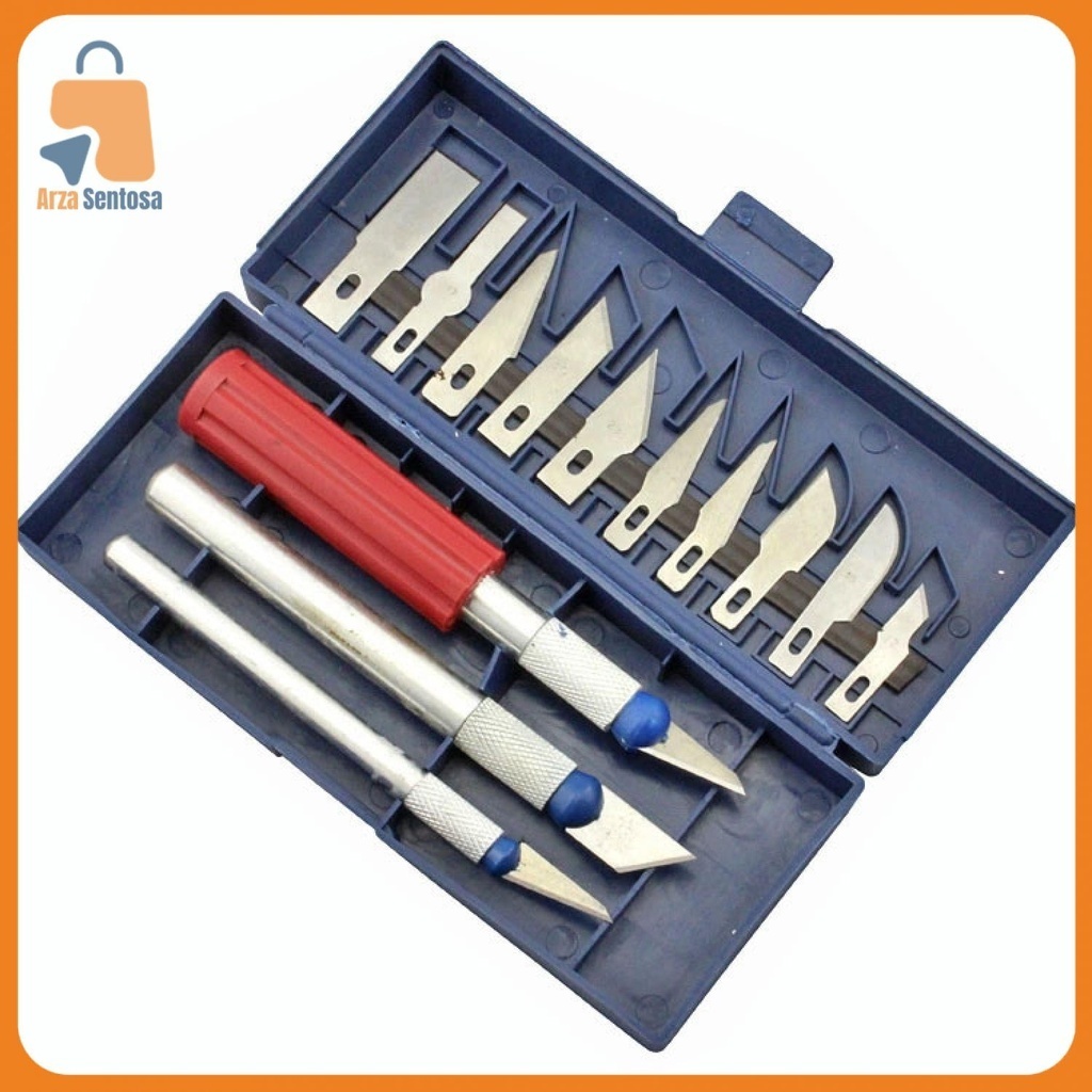 

[Tebus Murah] KNIFEZER Set Pisau Ukir Seni 13 in 1 Crafting Knife 3 Handle - A-003 [Best Quality]