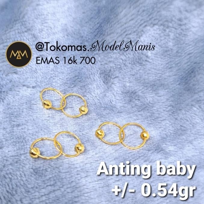 READY STOCK ANTING BAYI EMAS ANTING BULAT BAYI EMAS KUNING KADAR 700 70% 
