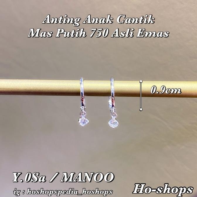 BIG SALE ANTING ANAK CANTIK MAS PUTIH KADAR 750 ASLI EMAS 