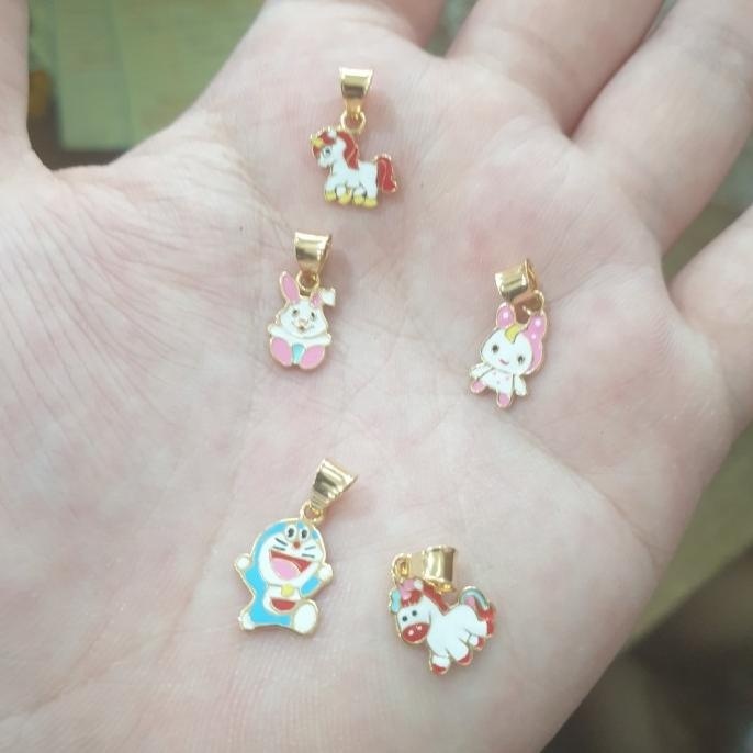 READY STOCK LIONTIN ANAK BANDUL KALING PONY KARAKTER KARTUN EMAS ASLI 700 16K 70% 