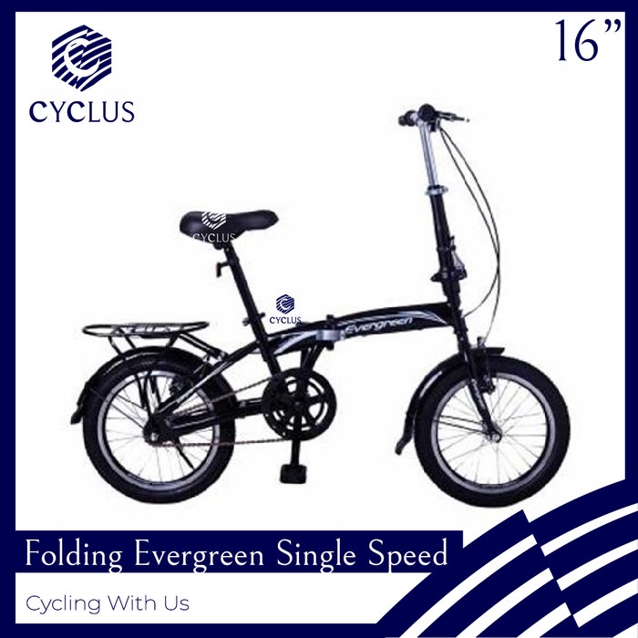 [Original] Sepeda Lipat Evergreen Folding 16 Inch 1 Speed - Kurir Instan Limited