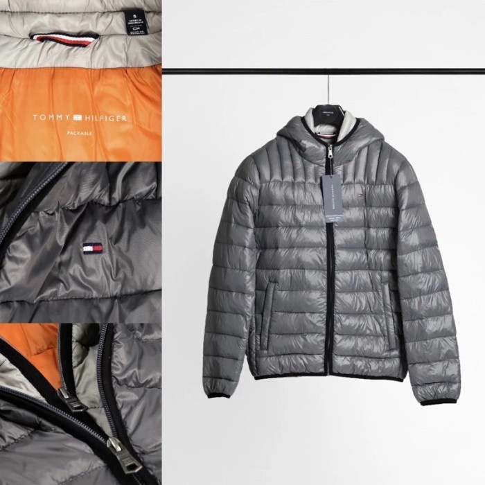 ✅New Jaket Tommy Hilfiger Men’S Insulated Contrast Bib Hooded Grey Original Terbatas