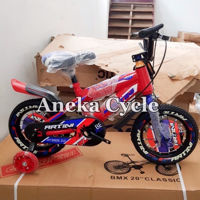 [Original] Sepeda Anak Roda Empat Bmx Artini Spakbor Nyala 12 Terbatas