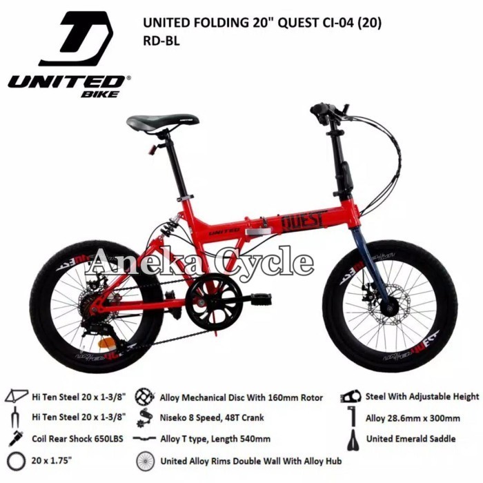 [Original] Sepeda Lipat 20 United Quest Terbatas