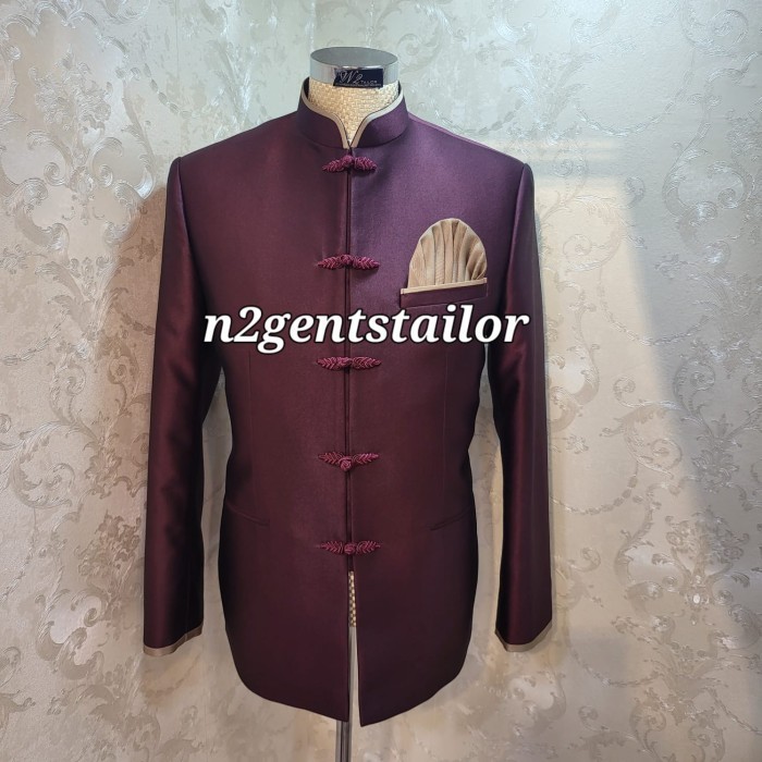 ✅New Cheongsam Pria / Qipao Marun Gold Diskon