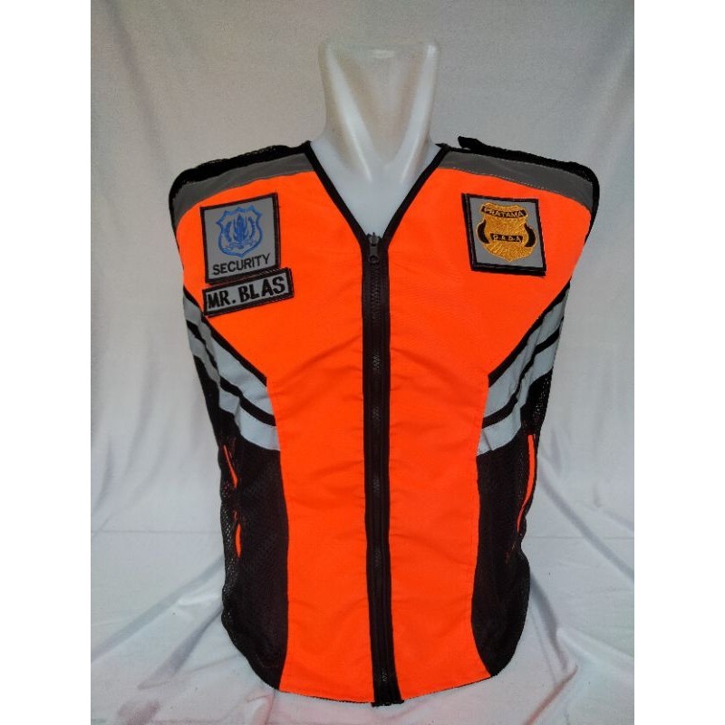 Rompi Security jala taslan rompi scurity terbaru rompi security jala taslan Orange hitam
