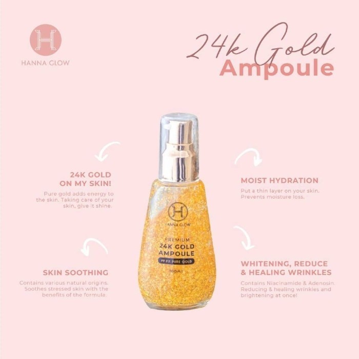 ✅New Ori Hanna Glow Premium 24K Gold Ampoule Serum 100Ml Terbaru