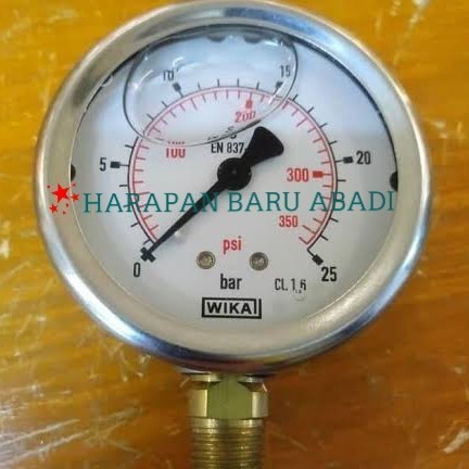 ✅Original Pressure Gauge Wika 4 Inch 25 Bar Ss Brass Limited