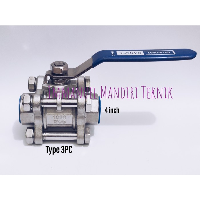 ✅Termurah Ball Valve Sankyo 4 In Ss316 3Pc / Stop Kran Stainless 4 In Sankyo Berkualitas