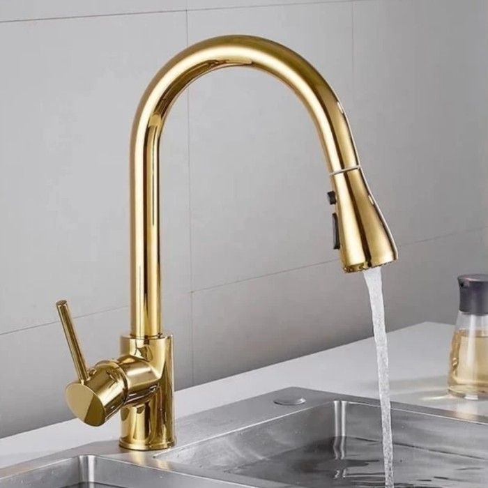 ✅Termurah Kran Sink Tarik Panas Dingin Gold Emas Model Toto / Keran Air Pull Out Terbaru