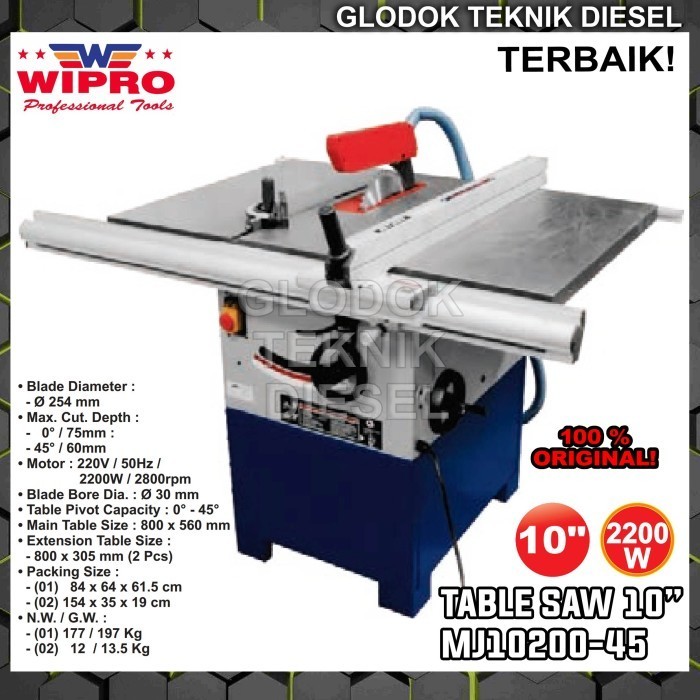 ✨New Wipro Mesin Table Saw Gergaji Kayu 10 Inch Hd Sirkular Potong Ts12503 Limited