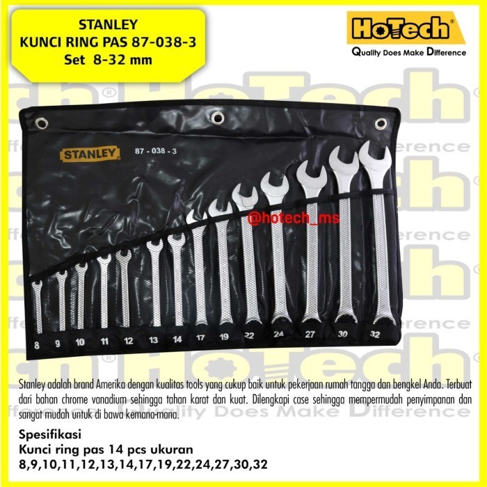 ✨New Stanley Combination Wrench Set 14 Pcs  Kunci Ring Pas Set 8-32 Mm Terbaru