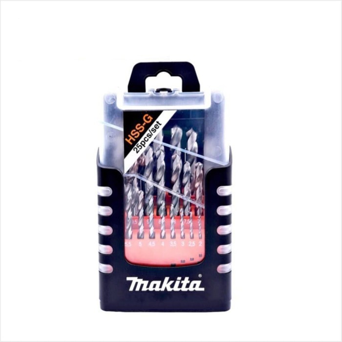 ✨New Makita D-50457 Mata Bor Besi Set Hss-G 25 Pcs 1-13 Mm Drill Bits Metal Limited
