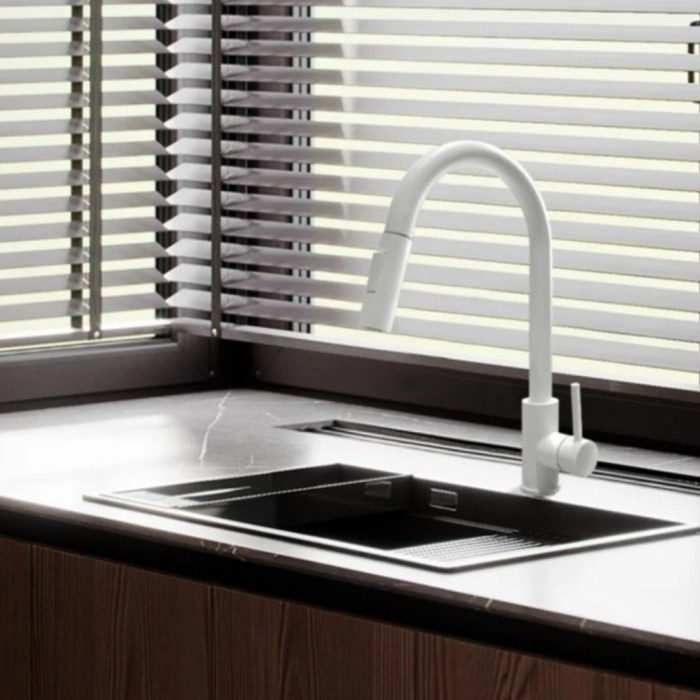 [New Ori] Kran Cuci Piring Tarik White Model Toto Wasser/Kran Sink Meja White Berkualitas