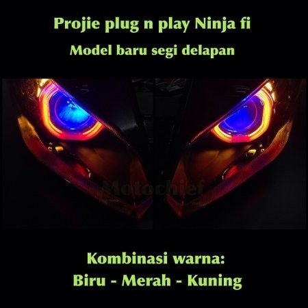 [Ori] Projector Set/Projie/Headlamp Ninja 250 Fi/Z250/N250 With List DrlAli Terbaru