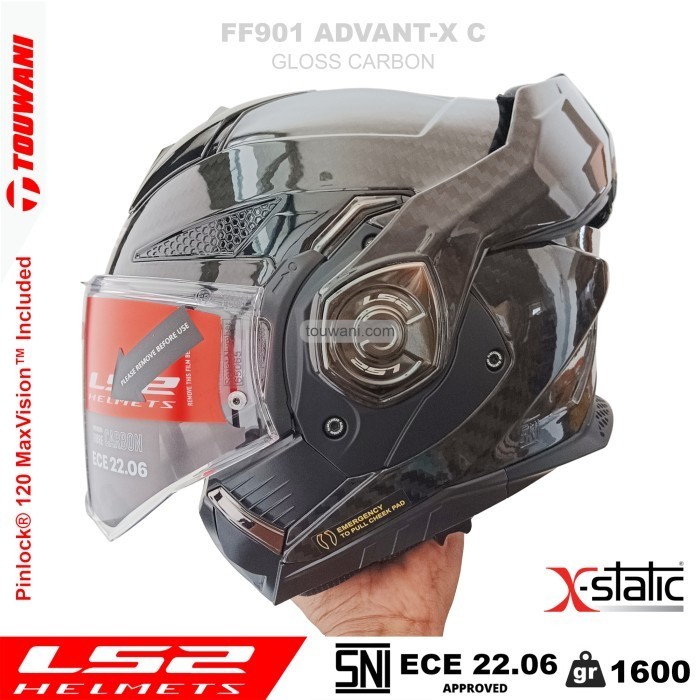 [New] Helm Ls2 Ff901 Advant-X Gloss Carbon Solid Terbaru